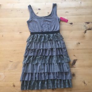 NWT Xhilaration gray midi layered ruffle XS dress